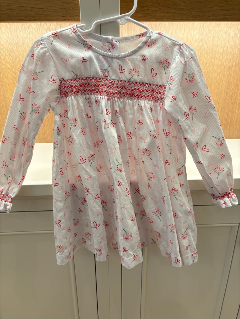 Bella Bliss Embroidered Heart & Floral Smocked Dress
